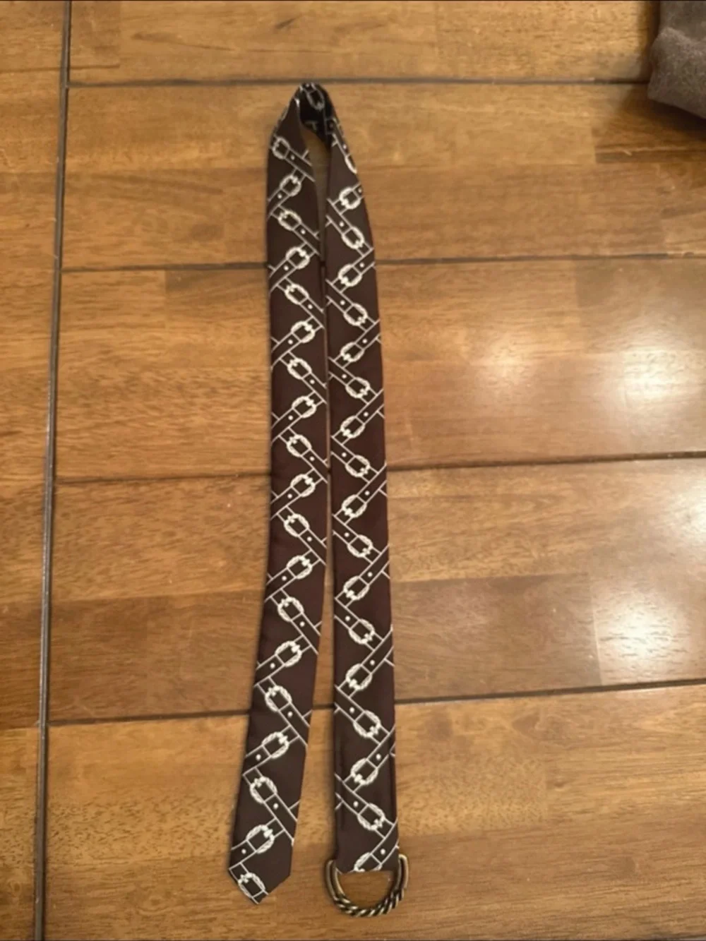 Brown J Crew buckle horse belt. 100 percent silk. 40 inches - Picture 3 of 5